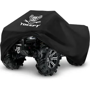 ATV Cover, Heavy Duty Black Waterproof Oxford Fabric Protective 4 Wheeler Quad Cover for 86" Kawasaki Honda Polaris Yamaha (86''L x 38''W x 42''H)