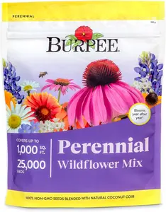 Burpee Wildflower 25,000 Bulk, 1 Bag | 18 Varieties of Non-GMO Flower Seeds Pollinator Garden, Perennial Mix