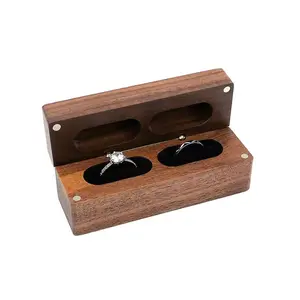 Jewelry Gift Box Proposal Wedding Walnut Wood Portable Vintage Diamond Ring Creative Storage Boxes Ring Box Desktop Organizer