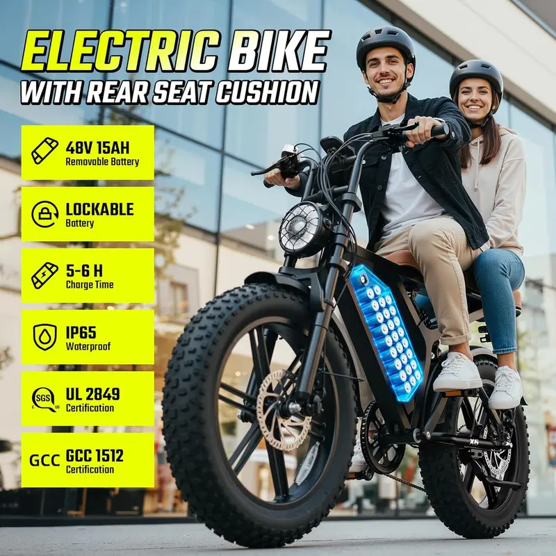Summervibes TST X6 Steel Frame Adult Mountain Ebike - 1500W Fast-Charging Unisex All-Terrain E-Bike, 48V 15Ah Dual Battery, 20 inches x4.0 Inflatable Fat Tires, Full Suspension, 60-120 Mi Range, 28MPH, 420LBS Capacity, Pedal-Assist Bikes for Commuting