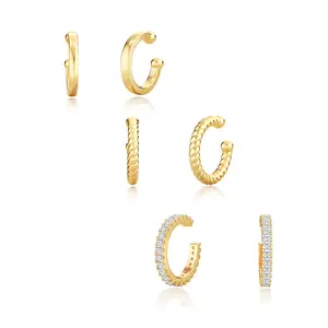 FUNSANNY Gold Ear Cuff Cartilage Earrings Non Piercing Silver Cuff  and Cubic Zirconia Huggie Hoop Earring,for Fall&Halloween&Christmas