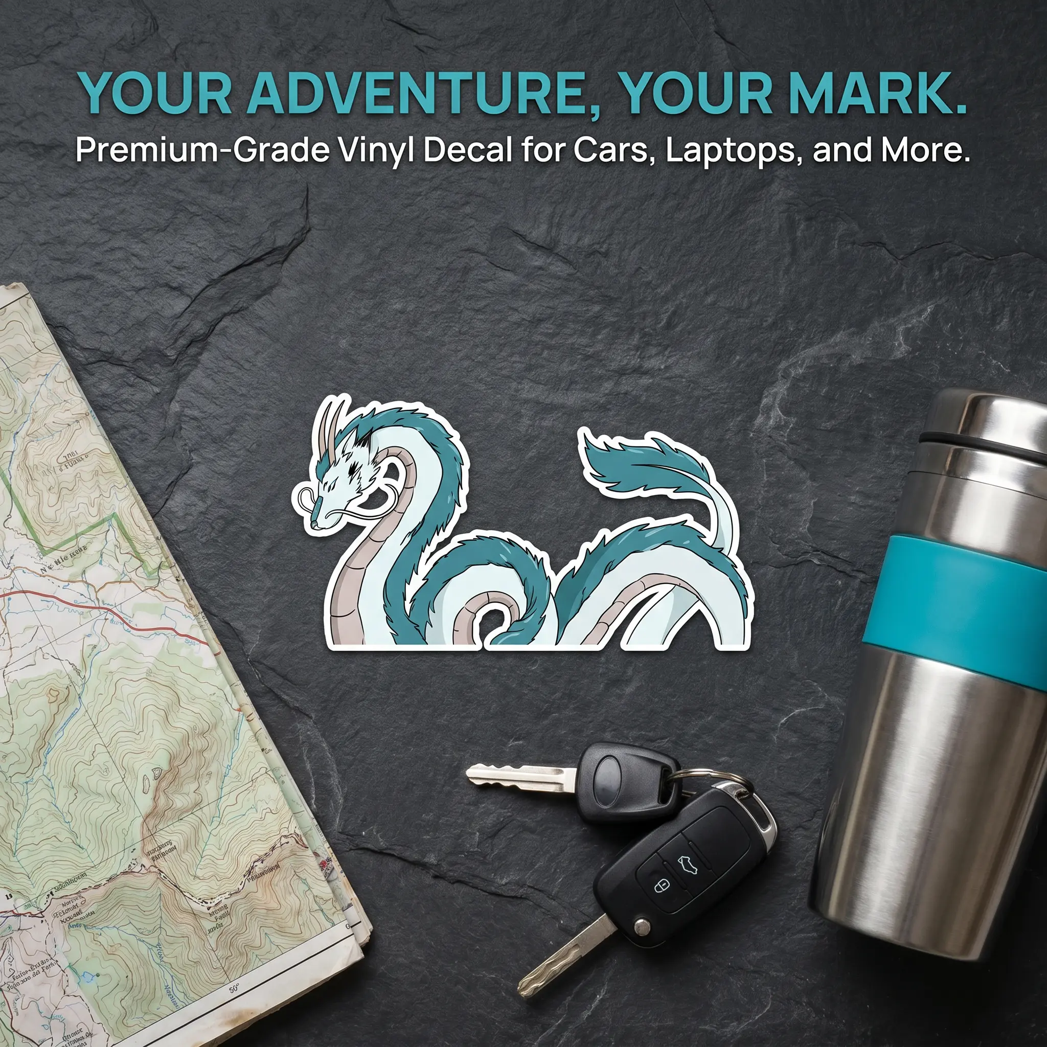White Dragon sticker Waterproof sticker size 7.8in*4.6in Anime sticker for Laptop,Mug or car