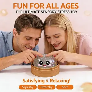 Transparent Gray Multicolor Glitter Cute Steamed Bun Squishy Slow Rising Stress Relief Fidget Toy With Steamer Box