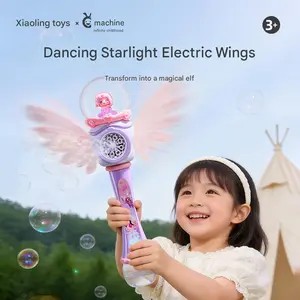 Fairy Bubble Wand for Girls, Automatic Bubble Machine with Spinning Wings & Light, Kids Electric Bubble Blower Toy, Summer Outdoor Party Gift for Toddlers Ages 3+