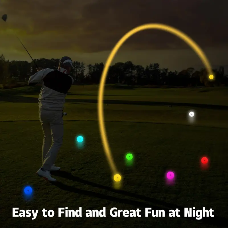 Good Quality THIODOON 6 Pack Glow in The Dark Golf Balls Light Activated 7 Colors Light Up LED Golf Balls No Timer Stay Lit Easy to Turn On and Off with Flashlight Glowing Golf Balls for Night Golfing