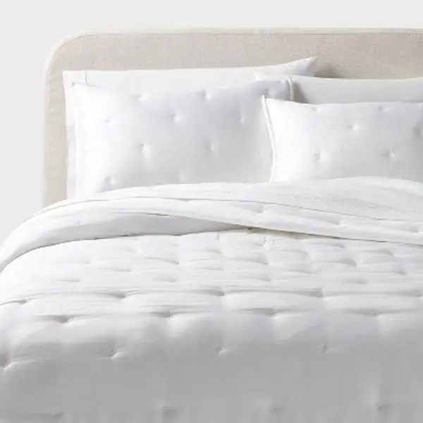 Threshold Comforter Set Lyocell Satin Cooling TENCEL Satin Feel White King