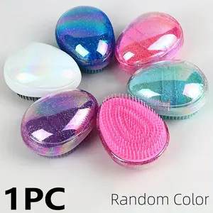1pc Mini Styling Hair Comb, Nylon Bristles, Anti-Tangle, Easy Detangle, Hairdressing Tool, ABS Plastic Handle, Random Color, for Normal Hair Type, Detangling Brush