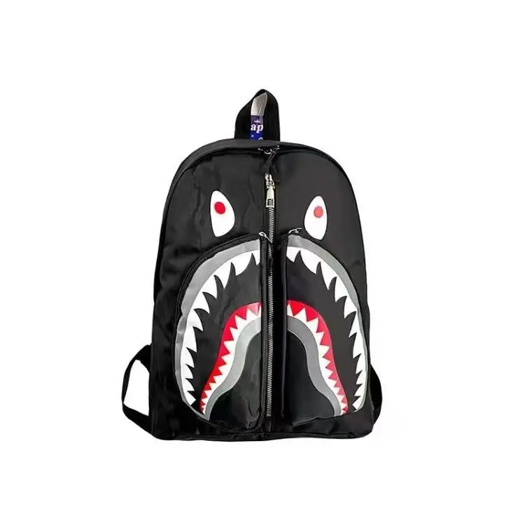 Sprayground Black Shark Mouth Print Backpack - Hype Streetwear Large-Capacity Oxford Fabric Laptop Backpack, Durable Fashion Bag for Teen Boys, Ideal for Back to School & Daily Casual Use