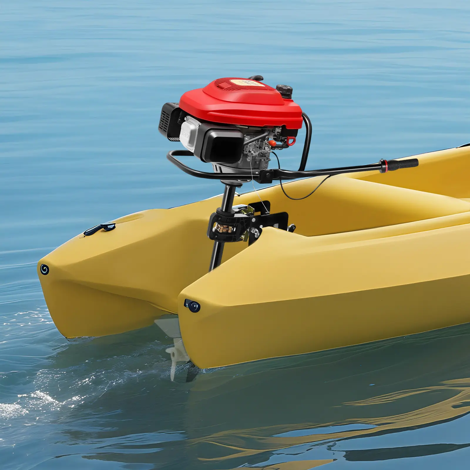4-Stroke 200cc Air-Cooled Outboard Motor, 3.5KW 3600RPM Hand-Pull Start, Compatible with 13-19ft Fishing Boats & Inflatable Dinghies