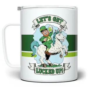 LOFTIPOP Let's Get Lucked Up Coffee Mug, Funny Leprechaun Unicorn St Patrick's Day Cup, Designed and Printed in the USA by Loftipop