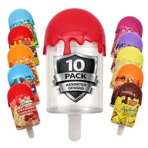 10 Pack Popsicle Style Plastic Storage Containers Assorted Designs