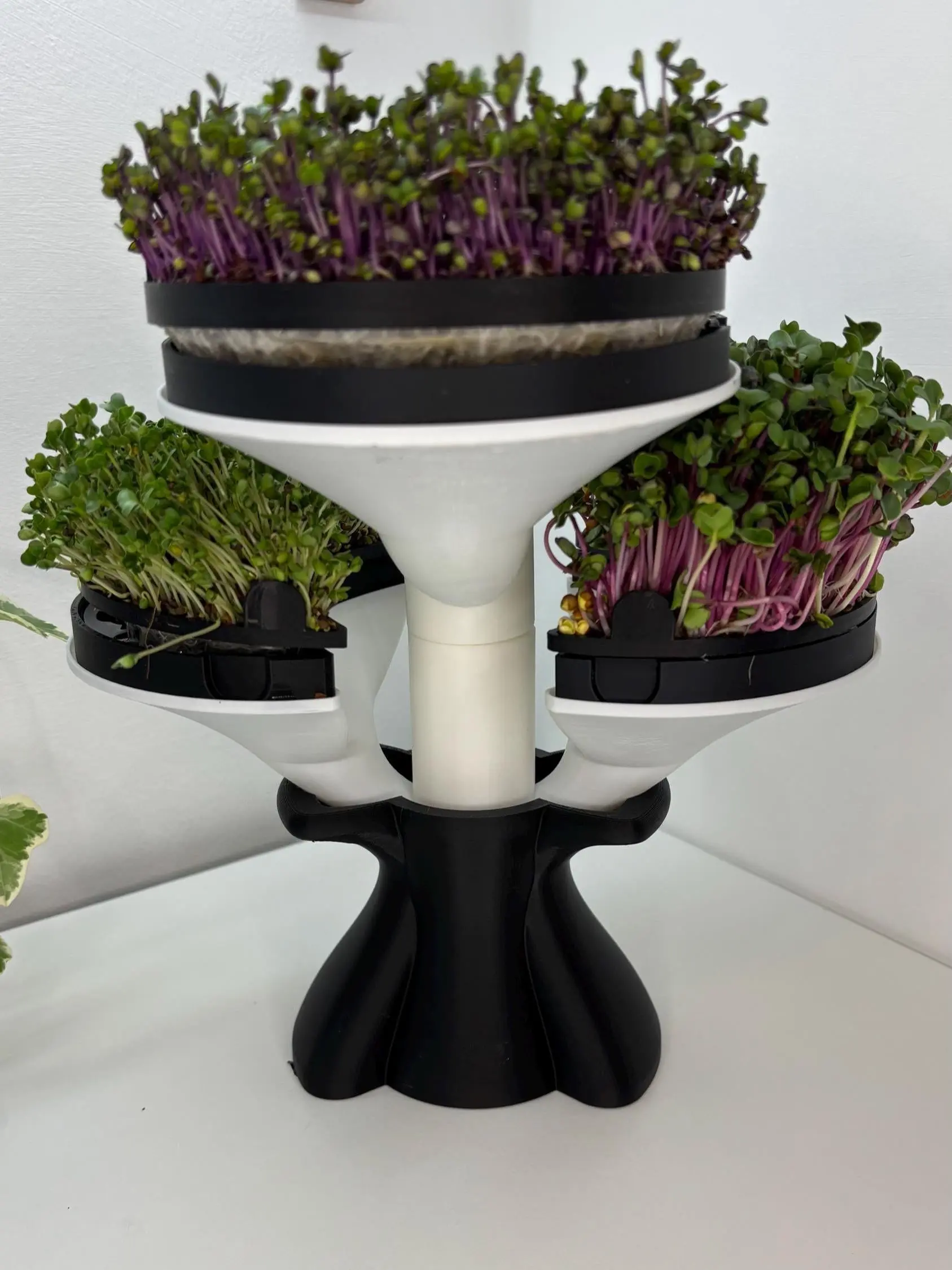 SPROUT 3D Printed Microgreens Grow Kit - Modular Indoor Garden Tower with Base + 1 Module, Charcoal Black, Compact Footprint for Indoor Gardening, Custom-Made to Order