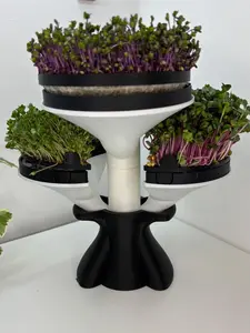 SPROUT 3D Printed Microgreens Grow Kit - Modular Indoor Garden Tower with Base + 1 Module, Charcoal Black, Compact Footprint for Indoor Gardening, Custom-Made to Order