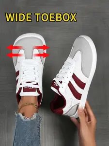 Wide Width Wide Toe Box Women Retro Casual Sneakers, Comfort Spacious Non-Slip Soft Sole Trendy Daily Walking Skate Shoes