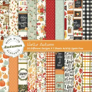 20 Sheets Autumn Leaf Scrapbook Paper, Fall Aesthetic Decorative Paper, Floral Pattern Diary Album Crafts, Background Card Making, Scrapbooking, Scrapbook Materials