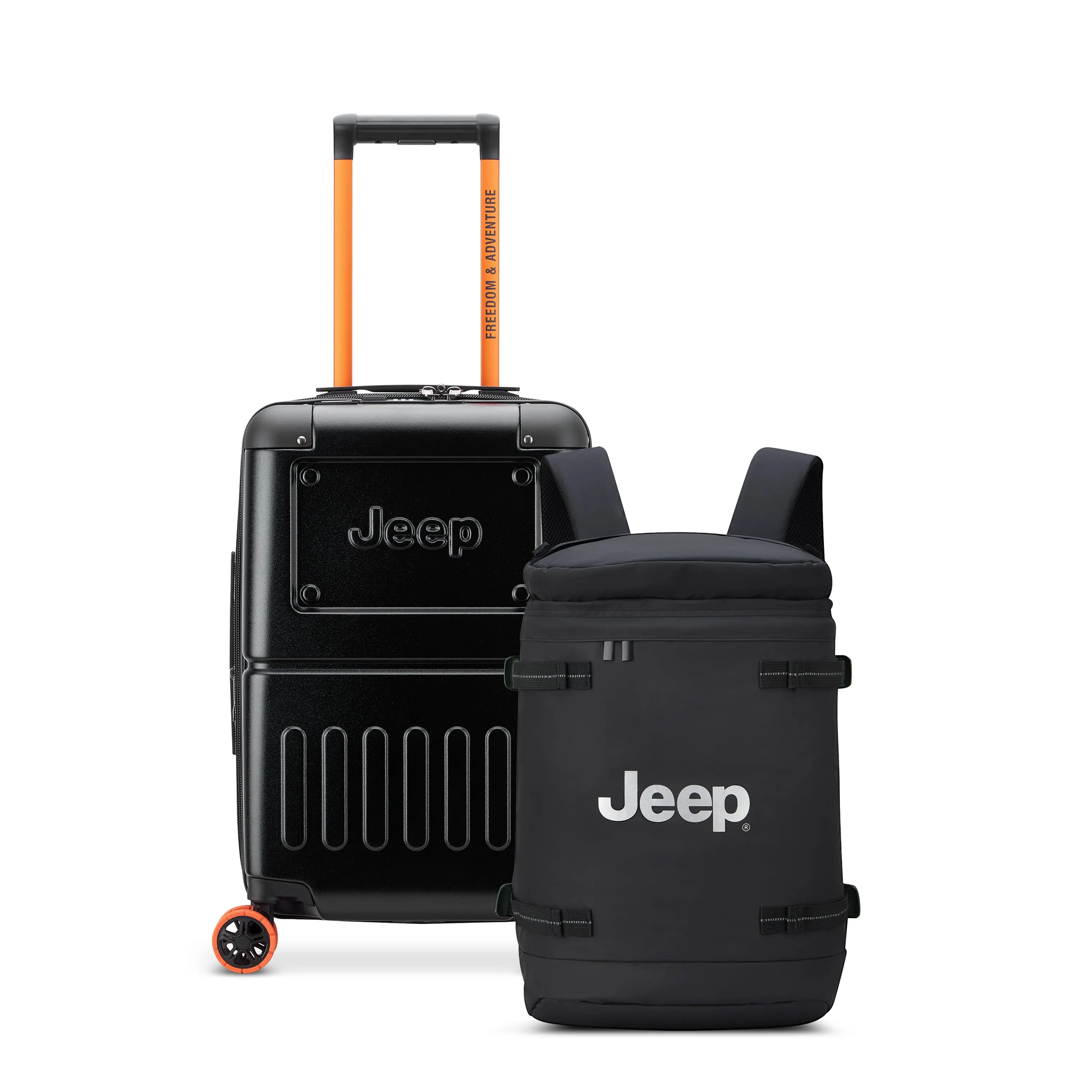 Jeep Hardside Expandable 19" Carry On Spinner Luggage [JH002B] & Cylindrical Backpack [JS013C] Set