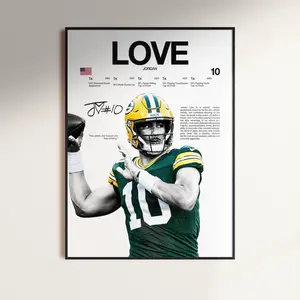 Jordan Love Poster, NFL Wall Print, Football , NFL Poster Print, Sports Decor, Green Bay Packers Poster, Football nfl Gift