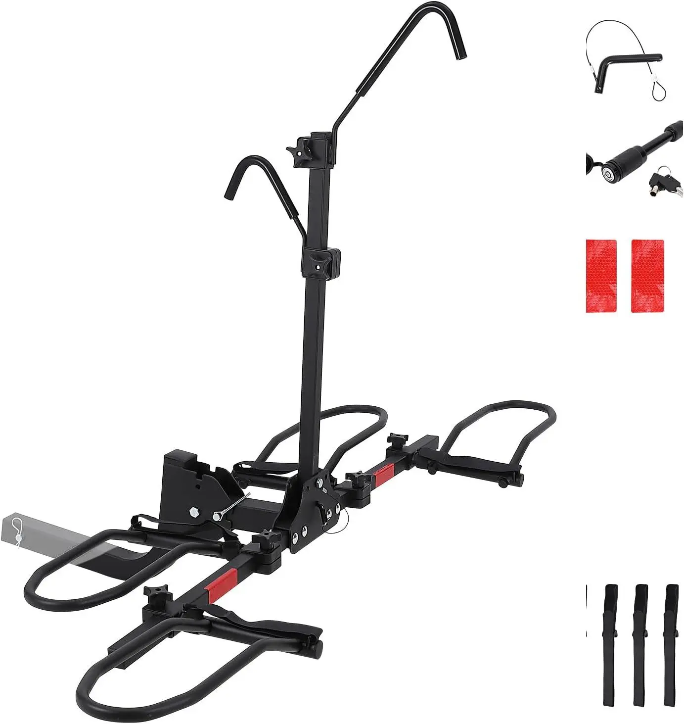 Hitch Mount Bike Rack Platform for 2 Bicycle, Heavy-Duty Foldable Platform Bike Carrier for e-Bikes, Fat Tire & Standard Bicycles, 30° Tilt, 2" Hitch, Trailer Hitch Bicycle Rack for Car SUV Truck RV