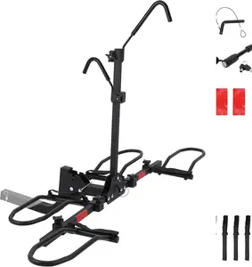Hitch Mount Bike Rack Platform for 2 Bicycle, Heavy-Duty Foldable Platform Bike Carrier for e-Bikes, Fat Tire & Standard Bicycles, 30° Tilt, 2" Hitch, Trailer Hitch Bicycle Rack for Car SUV Truck RV