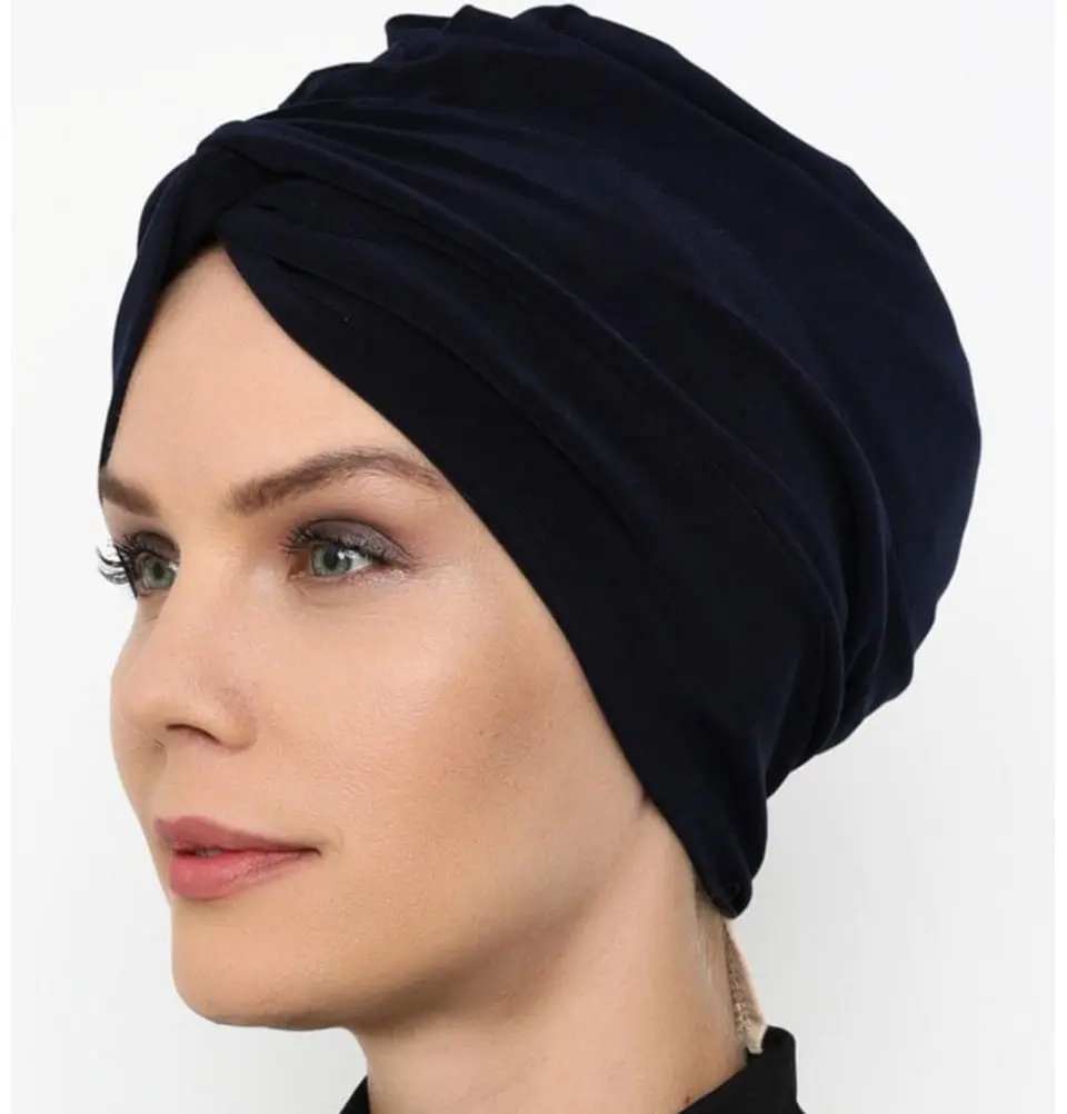 Front Twist Turban Hijab - Navy Blue