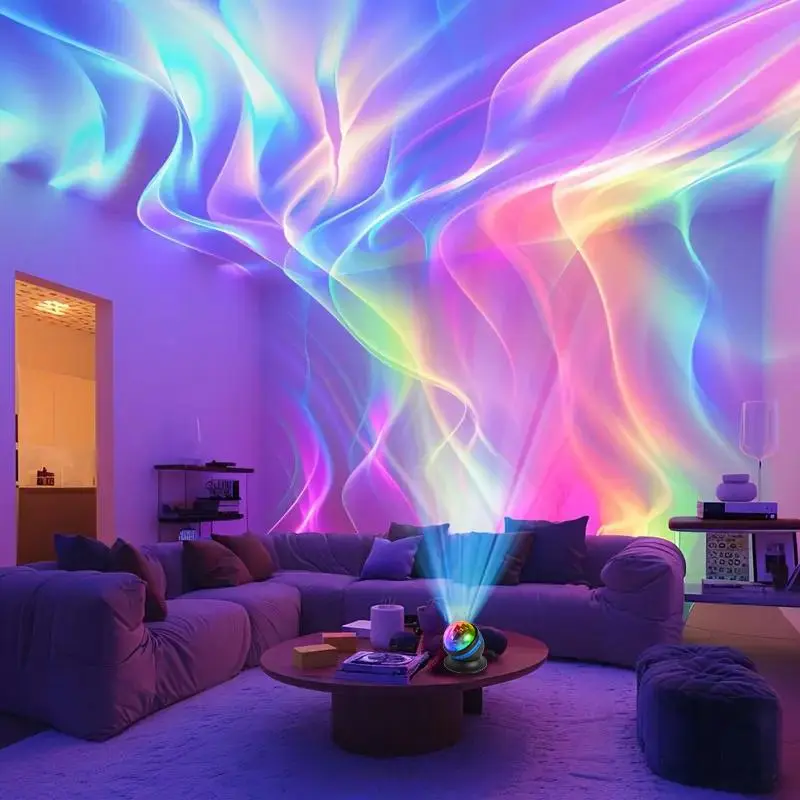 LED Aurora/Water Ripple Projector Light, RGB Color Changing Projector Lamp with Remote Control, Novelty Decorative Light Decor for Home Bedroom Living Room, Adjustable Atmosphere Light, Led Mood Light, Novelty Lighting