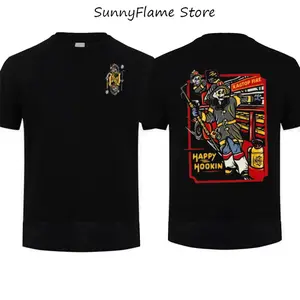 Happy Hookin' Firefighter Skeleton T-Shirt T-Shirt, Tactical Fire Dept Hero Apparel, Gift for Men Top, Gift Father's Day