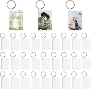 Keychain Blanks Sublimation 90Pcs Metal Keychain Blanks Bulk Double Sided Keychains with Rings Clips Best DIY Craft Gifts