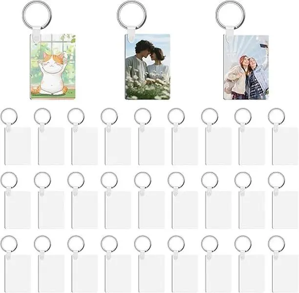 90Pcs Bulk Durable Sublimation Metal Keychain Blanks - 1.6x2.4in/4x6cm, Double-Sided, with Key Rings & Clips, Plastic-Infused Customized DIY Craft Accessories for Christmas Tree, Bag, Home Wall, Luggage Label (40-45 Sec Heat Required), 1.6X2.4inch, Casual