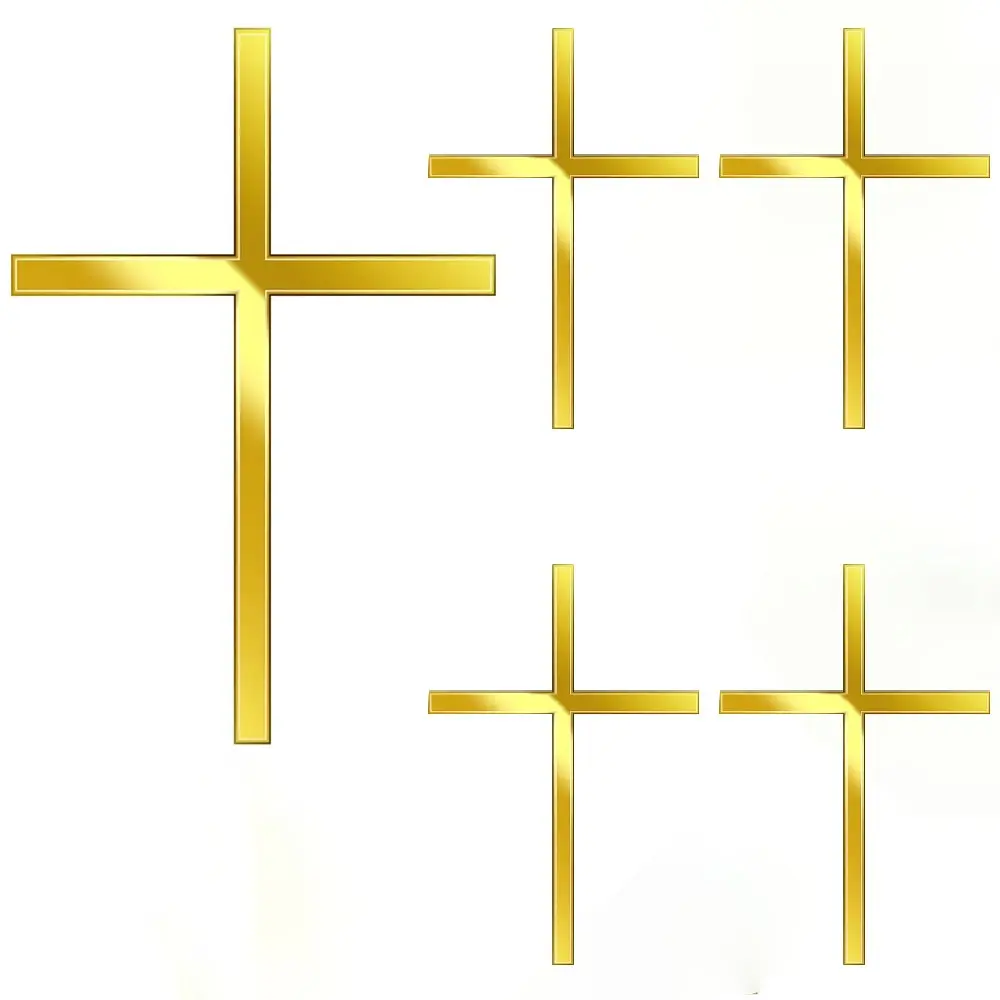 5pcs Baptism Cake Toppers Crossing Cupcake Toppers Gold Mirror Acrylic Cake Picks Baptism Decor Christian Decorations Lightweight Ornaments Cake Decoration Supplies Cake Decorating Supplies