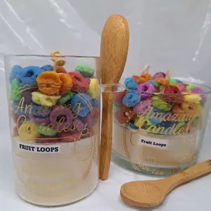 Amazing Candles Fruit Loops Hand Poured Collection with Colorful Loops and Wooden Spoon Decoration Items