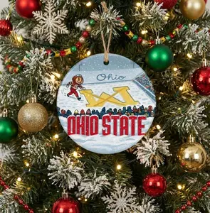 Brutus Ohio State Snow Fan Football Ceramic Ornament, Ohio vs Michigan Rivalry Ornament, Muck Fichigan, Brutus, OSU Fan Gift