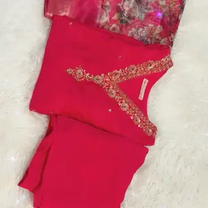 Hot pink Punjabi  with floral dupata Dress