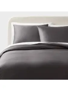 King TENCEL Lyocell Duvet Cover and Sham Set Dark Gray - Threshold