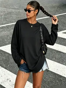 Women's Casual Long Sleeve T-Shirt, Y2K Style, Korean Design, Soft Cotton Fabric, Perfect for Daily Wear and Layering, All Seasons