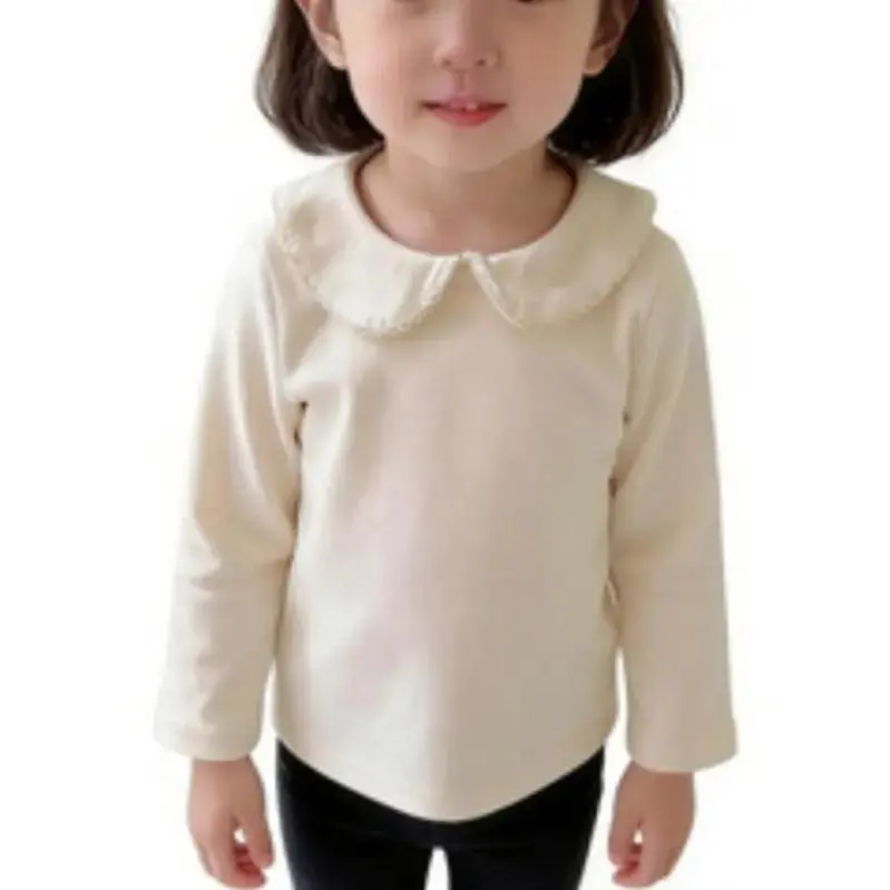 Toddler Baby Girl's Cotton Plain Pullovers, Long Sleeve Crew Neck Basic Sweatshirt for Casual Spring Everyday Wear, Tops