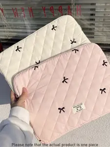 Cute Lingge Embroidered Bow Tablet Bag Laptop Bag compatible with Macbook Full of Girl Hearts Laptop Cover