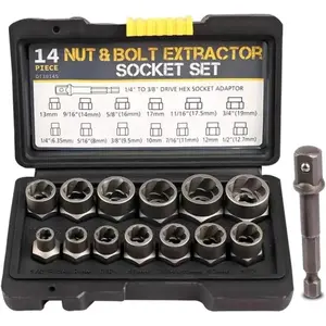 SNAPFIXMATE Bolt Extractor Kit,14 Pcs Nut Extractor Socket Set,1/4”-3/8” Drive Drive Rounded Bolt Remover,Bolt Remover Tool Set for Removing Damaged/Dead/Rusted Bolts,Nuts & Screws,with Hex Adapter