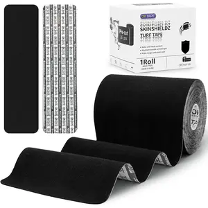 Turf Tape Football, Wide Turf Tape for Turf Burn, Black Kinesiology Tape Waterproof, and Super Sticky, 4in x 21ft (4in x 15.75in/16pcs)