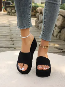 New Women's Chunky Wedge Platform Slide Sandals, Stylish and Versatile Summer Footwear, Perfect for Casual Outings and Parties
