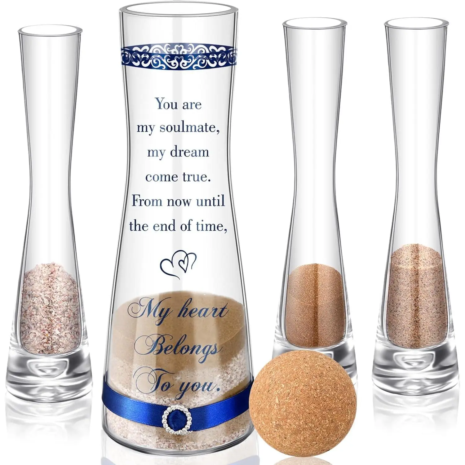 Unity Sand for Wedding Ceremony Set Include Ceremony Vase, Sand, Cork Stopper for Weddings Engagement Anniversary(Attractive)
