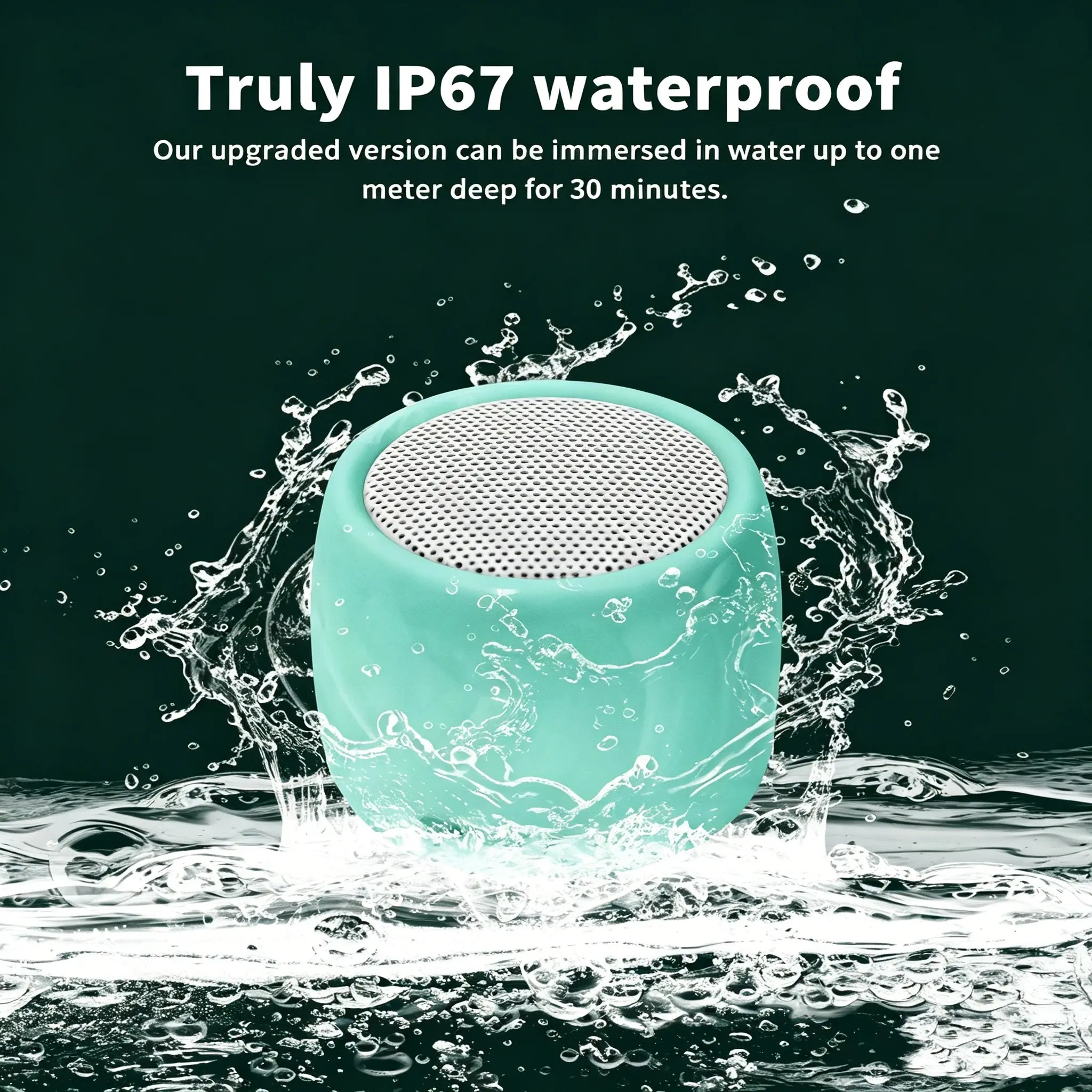 Comiso Mini Compact Speaker, Ipx7 Waterproof Bluetooth-compatible Speaker, Stereo Sound, Strong Bass, Hands-Free Call, Portable for Shower, Indoor, Outdoor, Gift for Men and Women