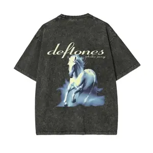 Unisex Retro Limited Vintage Deftones Tour Washed T-Shirt, Rock Band WHITE PONY Oversized Size Heavy Washed Cotton Tee, 90s Grunge Gothic Punk Y2K Rock Merch