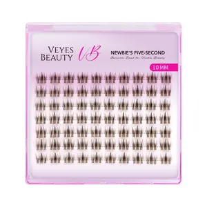 VEYESBEAUTY Brown Manga Single Length Cluster Lash  Invisible Band Wispy Lightweight Softness Weightless Makeup Eyelash Extensions