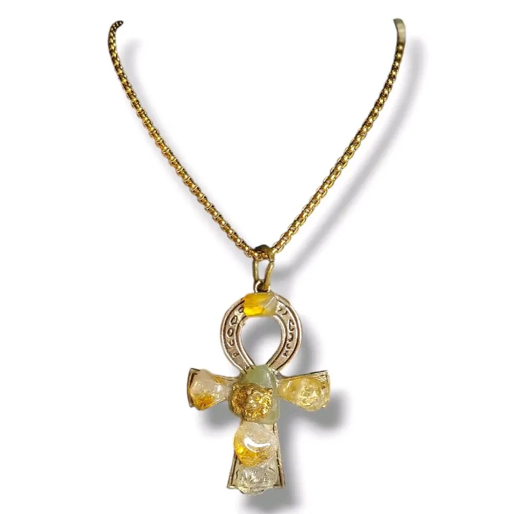 Ankh With Citrine  n prenite