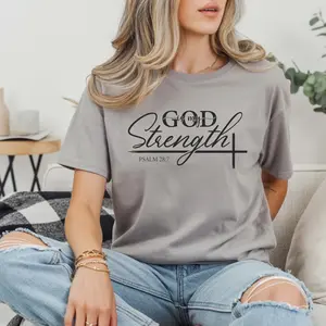 GOd STength Women's Tee - 100% BCI Combed Ringspun Cotton, Soft & Breathable, Modern Fit, Inspirational Design, Supports Charities