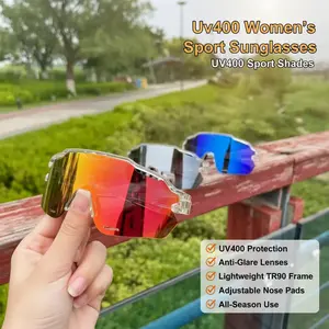 FDA certification,UV400 Sports Sunglasses - Anti-Glare HD Lenses, Lightweight TR90 Frame, Gradient Mirrored, Modern Design, for Outdoor Enthusiasts, Cycling, Road Trips, All Seasons Use