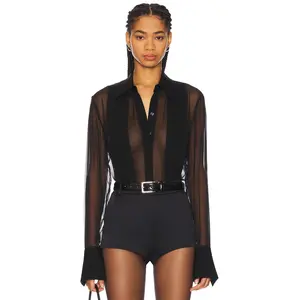 SANS FAFF Meghan Panelled Silk Blouse in Black