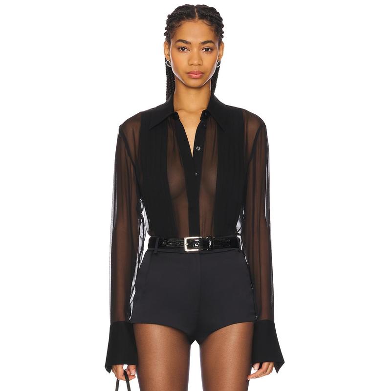 SANS FAFF Meghan Panelled Silk Blouse in Black