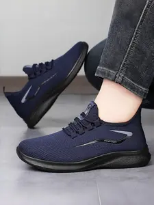 Men's Breathable Versatile Sports Shoes, Comfortable Soft Sole Flyknit Casual Shoes, Odorless Large Size Walking Shoes