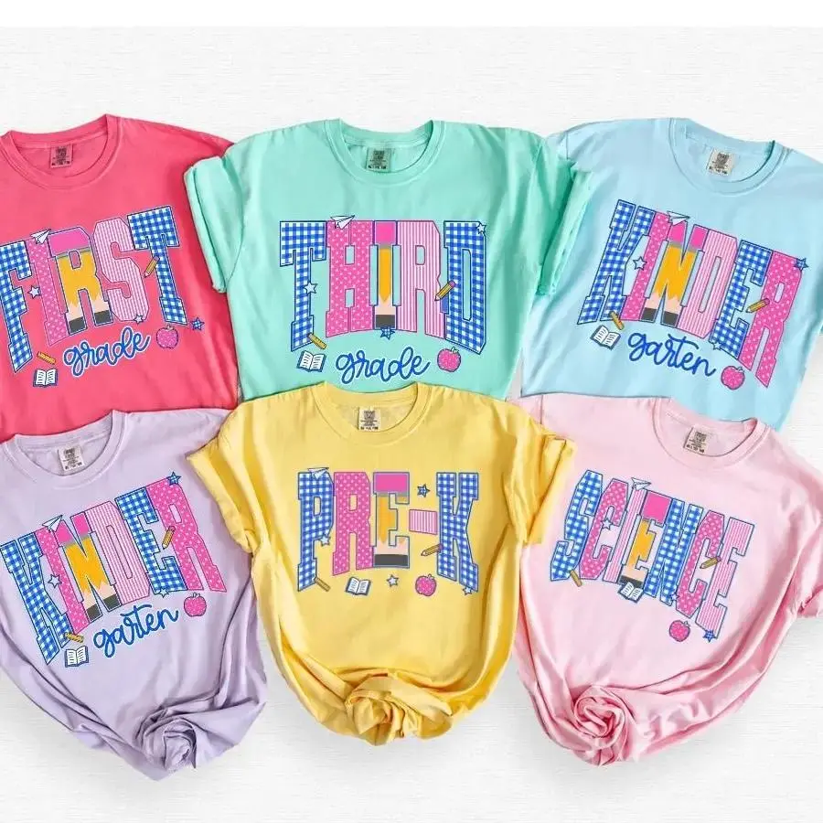 Women's Teacher Graphic Tee, Soft Cotton Short-Sleeve Top with Grade Level Print, Casual Back to School Gift, Shortsleeve, Prints, Tshirt, Round Neck, Streetwear - BABINO HOUSE